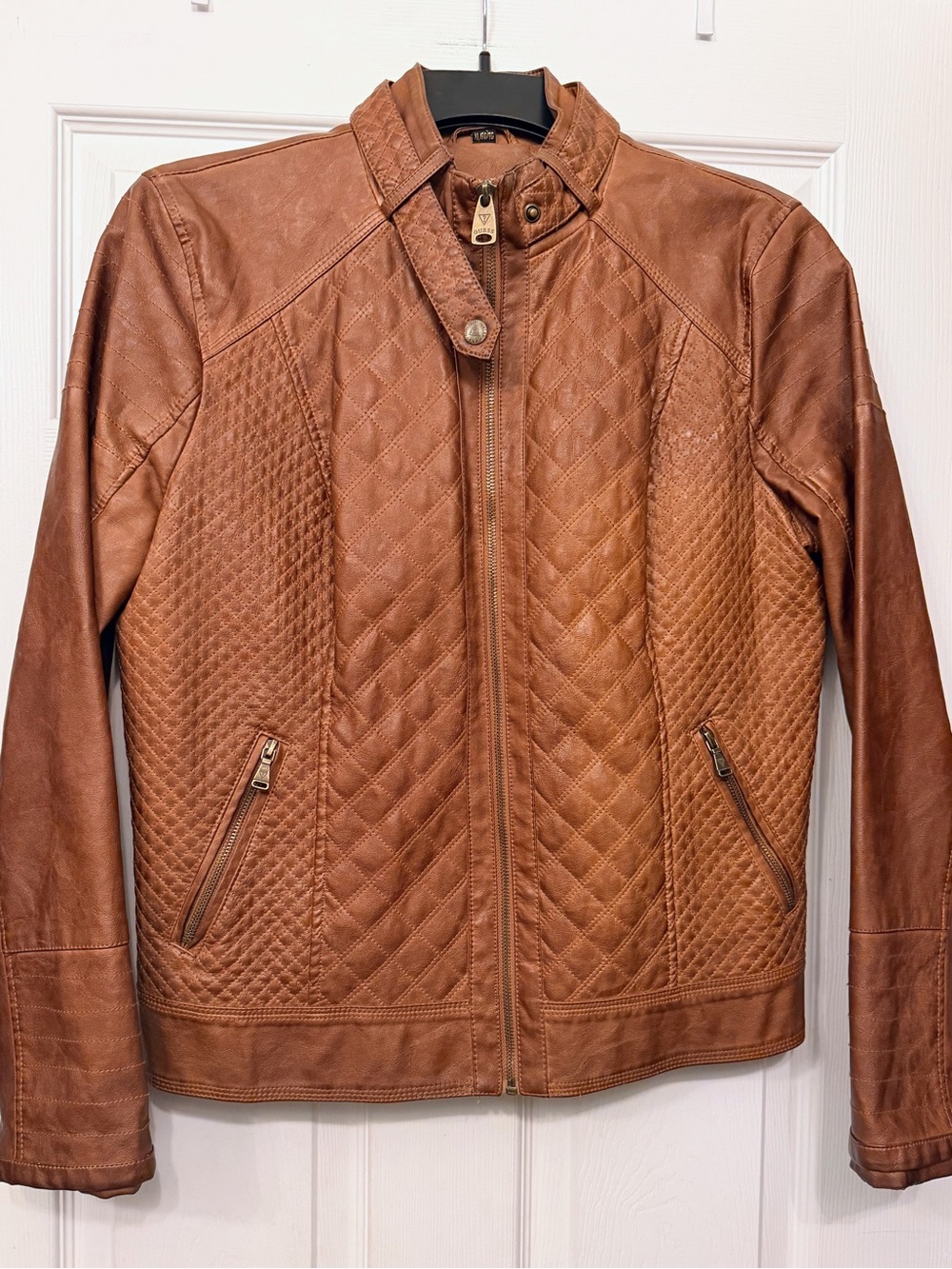 Guess Los Angeles Quilted Brown faux Leather Jacket - Women